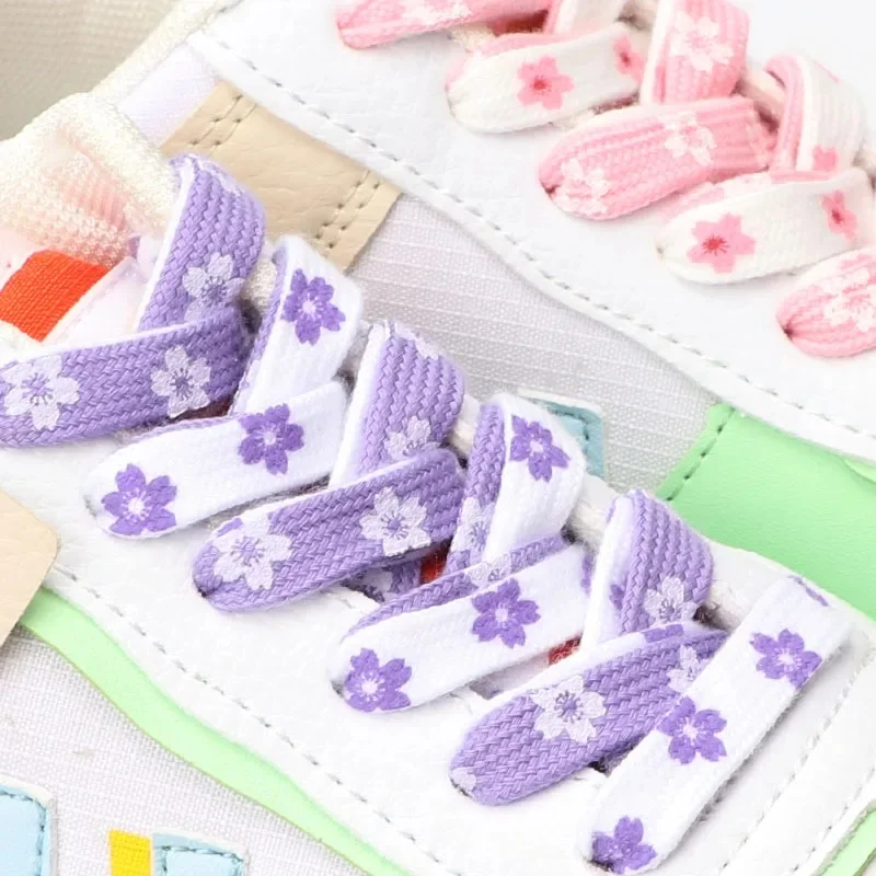 Lacets plats pour baskets coeur amour lacets fleurs petites marguerites Sakura lacet de chaussure AF1 lacet haut de gamme en toile pour chaussure