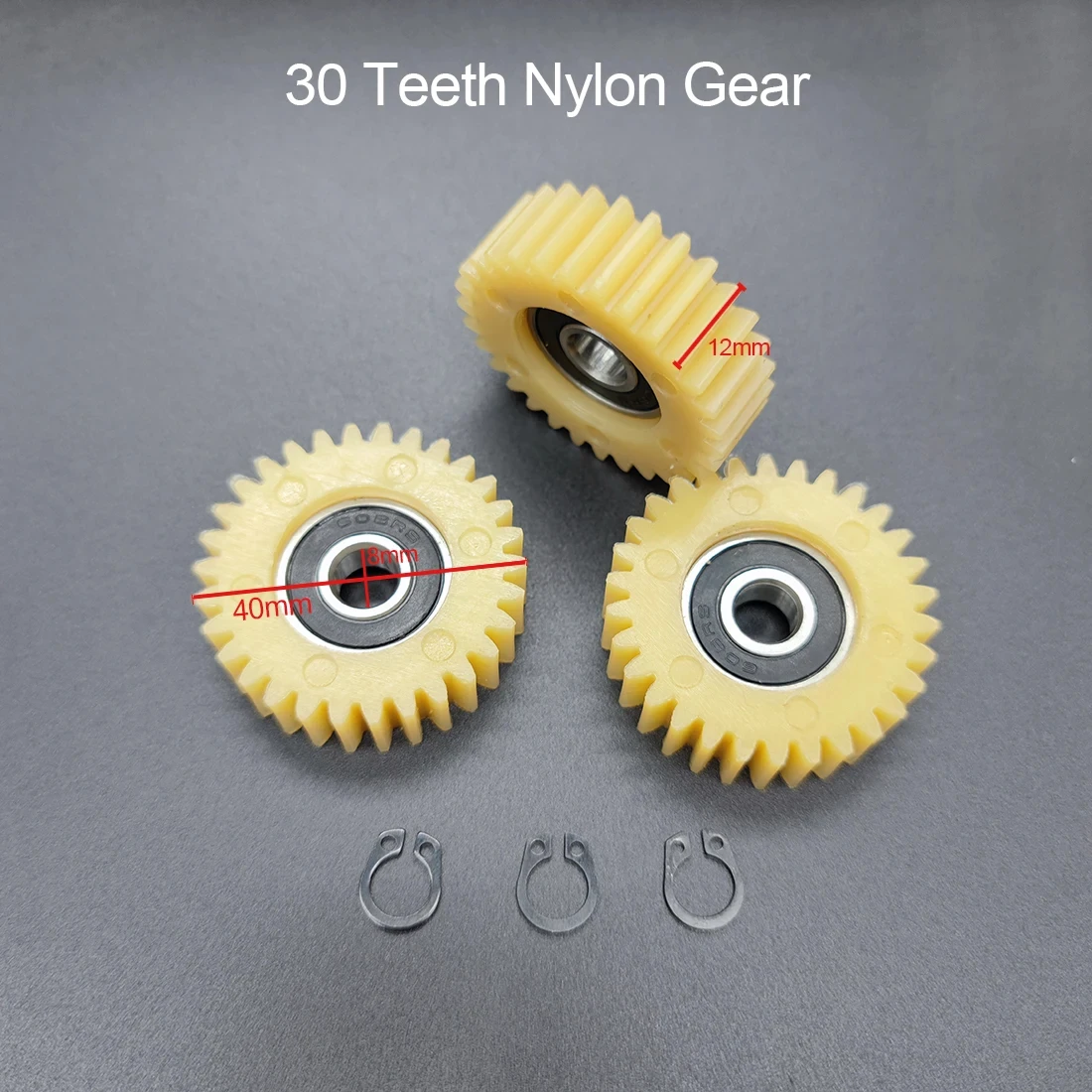 30T 40x12mm Bicicletta Elettrica Nylon Gear 608RS Cuscinetto Foro Albero 8mm Ingranaggi Pianeti Moto Cog Ruota Parti 3 Pz