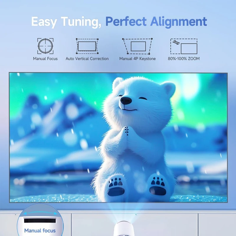 جهاز عرض HY300Ultra Smart Android، WiFi 6، فك تشفير 4K، تصحيح حجر المفاتيح التلقائي، جهاز عرض محمول