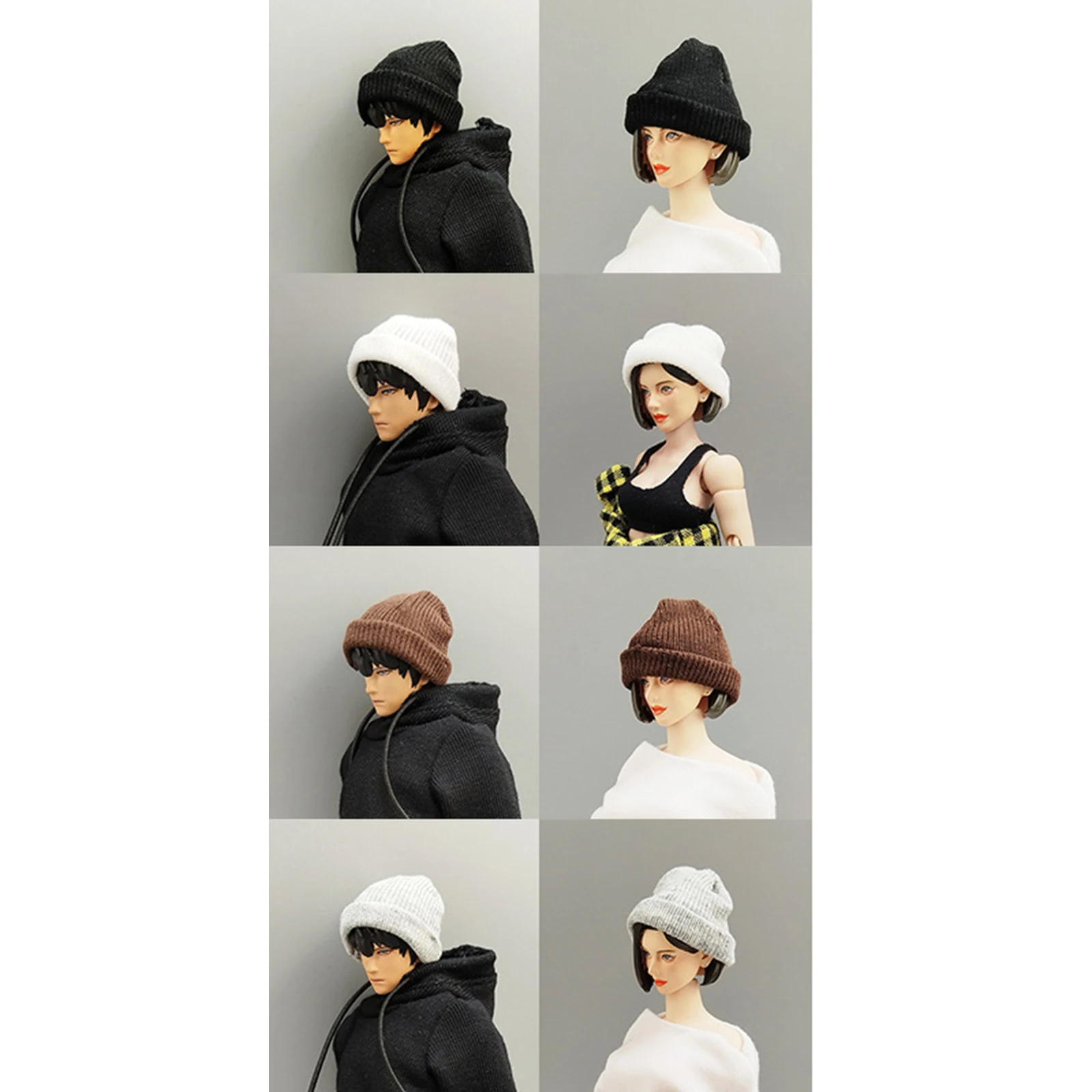 1/12 Figure Hat Accessories Trendy Female Trendy Hat Model Miniature Male Dolls Soft Slouchy Beanie Cap for 12in Action Figures