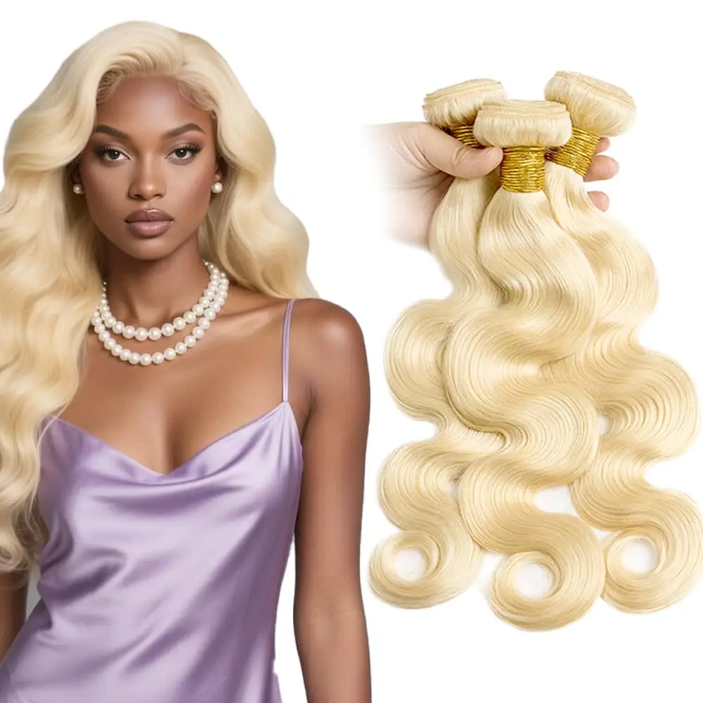 

Объемная волна Блондинка 1, 3 пучка # 613 Пучки человеческих волос 100% бразильские девственные человеческие волосы для наращивания Пучки человеческих волос для женщин