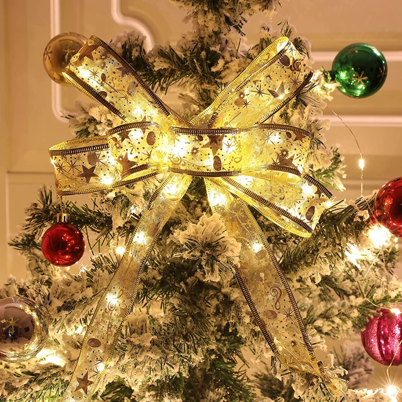 Ruban lumineux féerique à LED pour décoration de noël, arbre de noël, ornements, nœuds lumineux, nouvel an, pour décoration intérieure, 2023