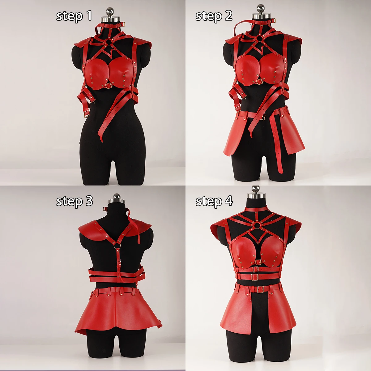 المرأة مثير بو الجلود مع الصدرية الفضاء زي الفضاء الظهر حبال القوطية صخب حبال الثلاثية الأبعاد القوطي الجلود البدلة #5