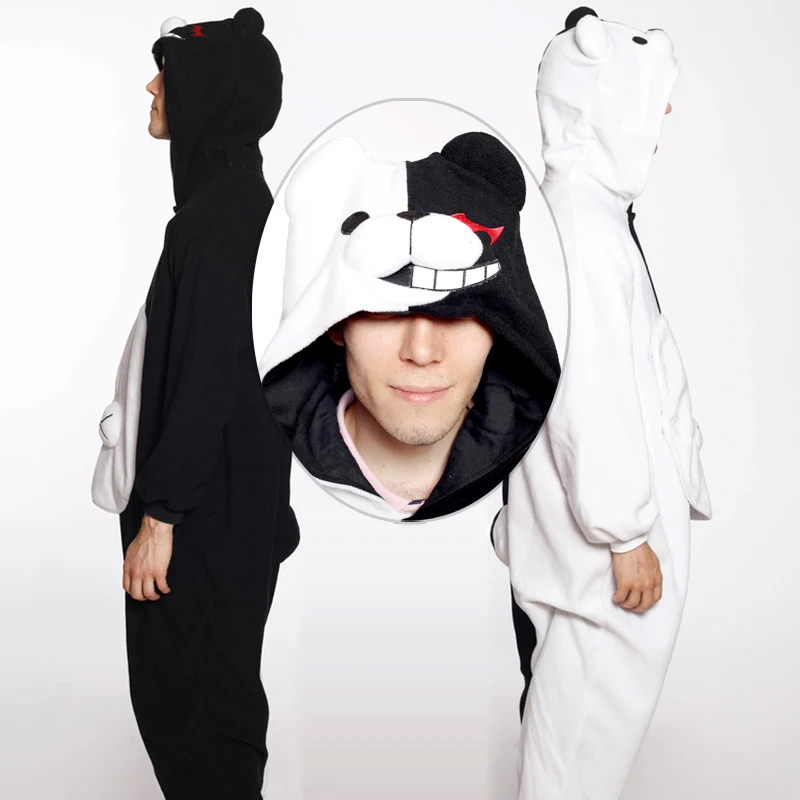 HKSNG Adult Monokuma Bear Onesies Kigurumi Cosplay Costume Anime Pajamas Halloween Party Jumpsuits Pyjamas Suit Homewear image 3