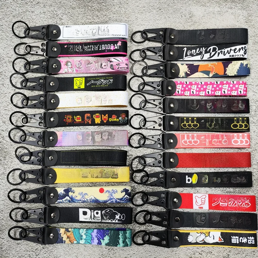 1PC JDM porte-clés voiture de course moto porte-clés anneau voiture lanière porte-clés accessoires de voiture pour coureurs de nuit porte-clés cadeau