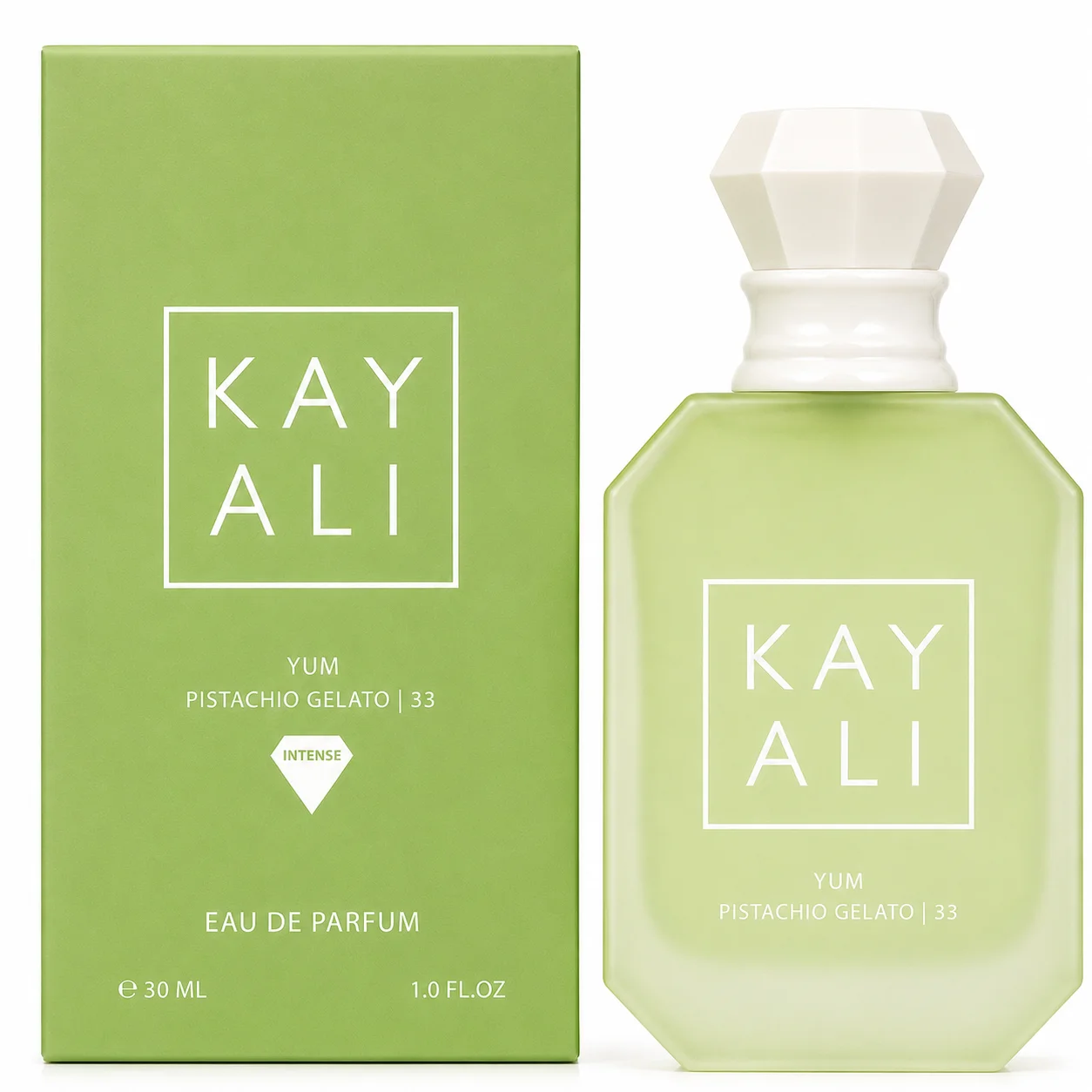 KAYALI Yum Pistachio Gelato 33 Eau de Parfum 30ml - Fragancia Gourmand para Mujer y Hombre, con Notas de Pistacho, Gelato Italiano, Vainilla y Crema Batida, Aroma Duradero