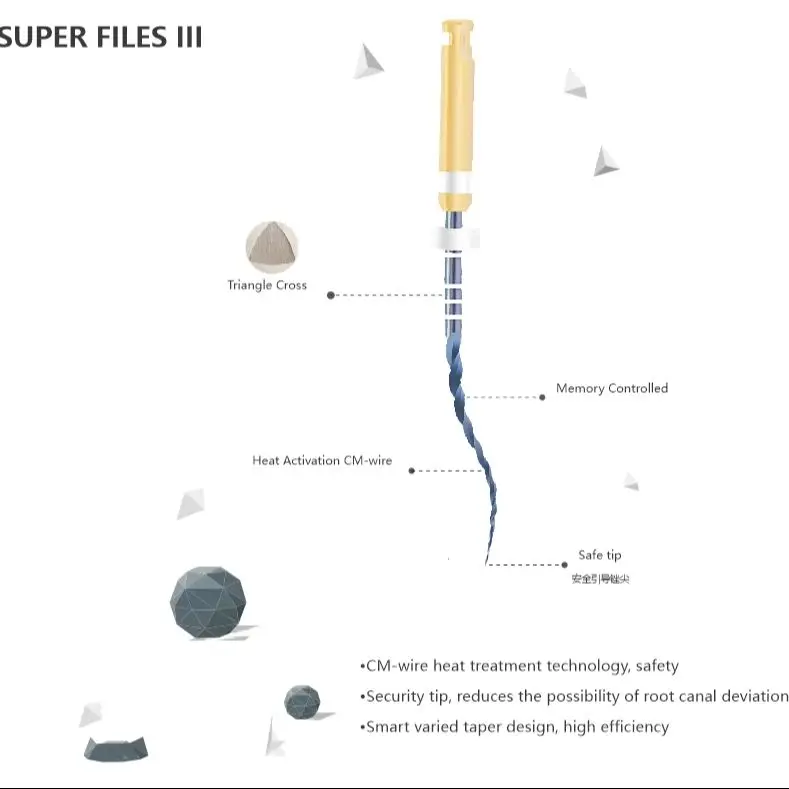 DENCO SUPER III Zahnwurzelkanalfeile, wärmeaktivierte rotierende Nitinol-Zahnmarkfeilen, thermisch aktiviertes Nickel-Titan