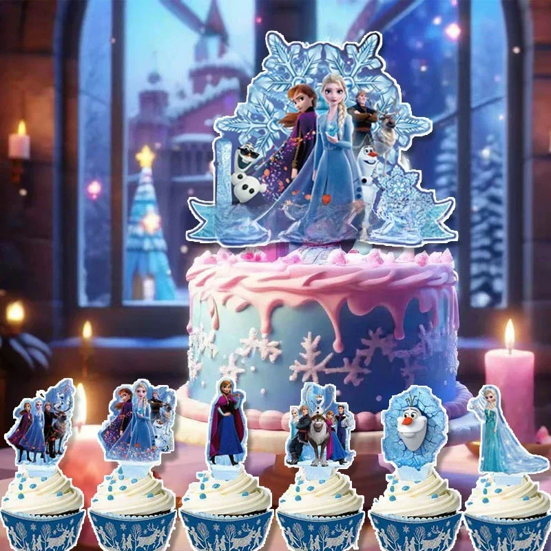 Décorations de gâteaux surgelés, thème Elsa Anna Olaf, fournitures de fête d'anniversaire pour enfants garçons, cadeau de réception-cadeau pour bébé, choix de cupcakes