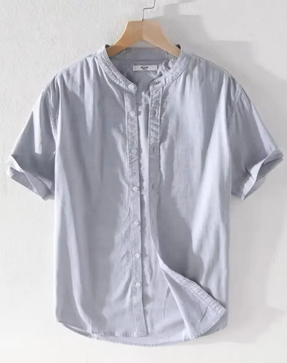 Рубашки с короткими рукавами Льняные Прохладные и дышащие Удобные и полезные материалы Градиентные синие и однотонные льняные рубашки Гавайи