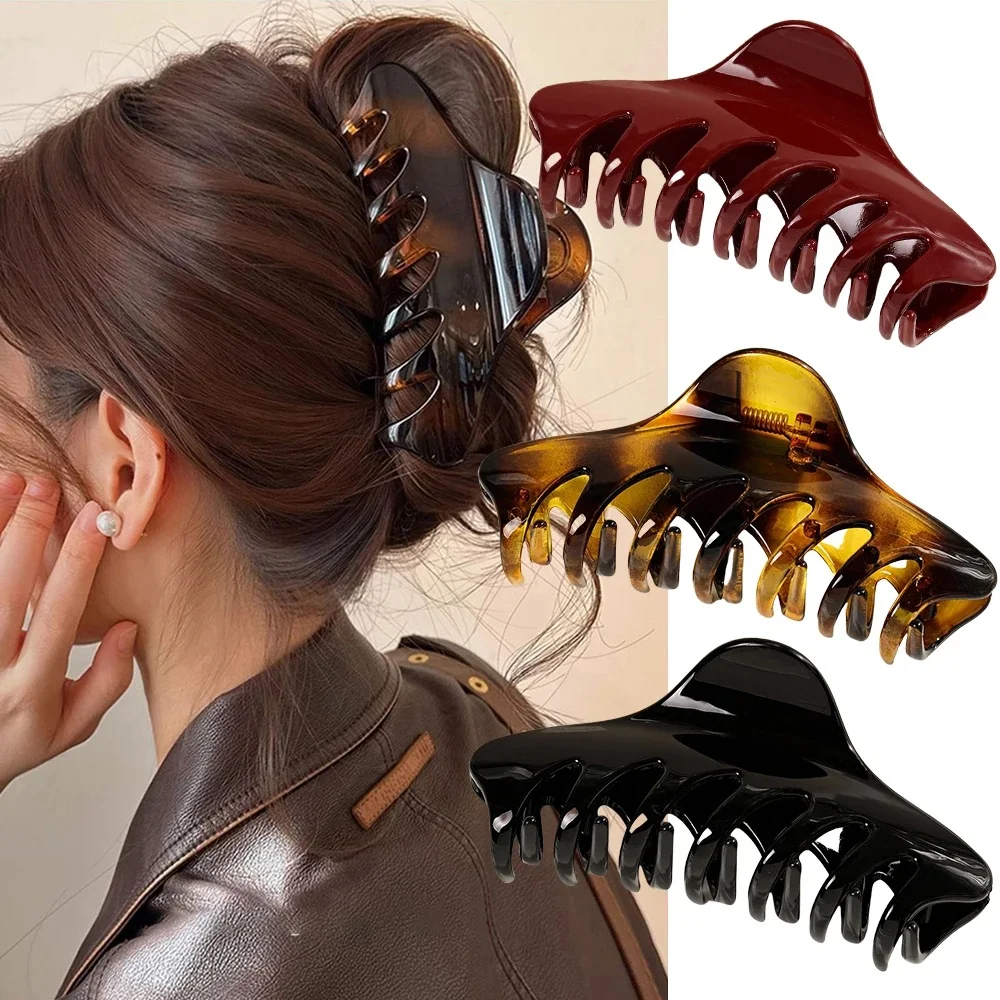Pince à cheveux rétro coréenne en acétate, grand crabe, pince requin, épingle à cheveux Simple, queue de cheval, accessoires de cheveux à la mode pour femmes et filles, nouvelle collection