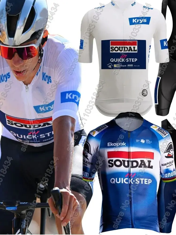 AliExpress France Tour Soudal Quick Step 2025 Cycling Jersey Set Men Cycling Clothing Road Bike Shirt Suit