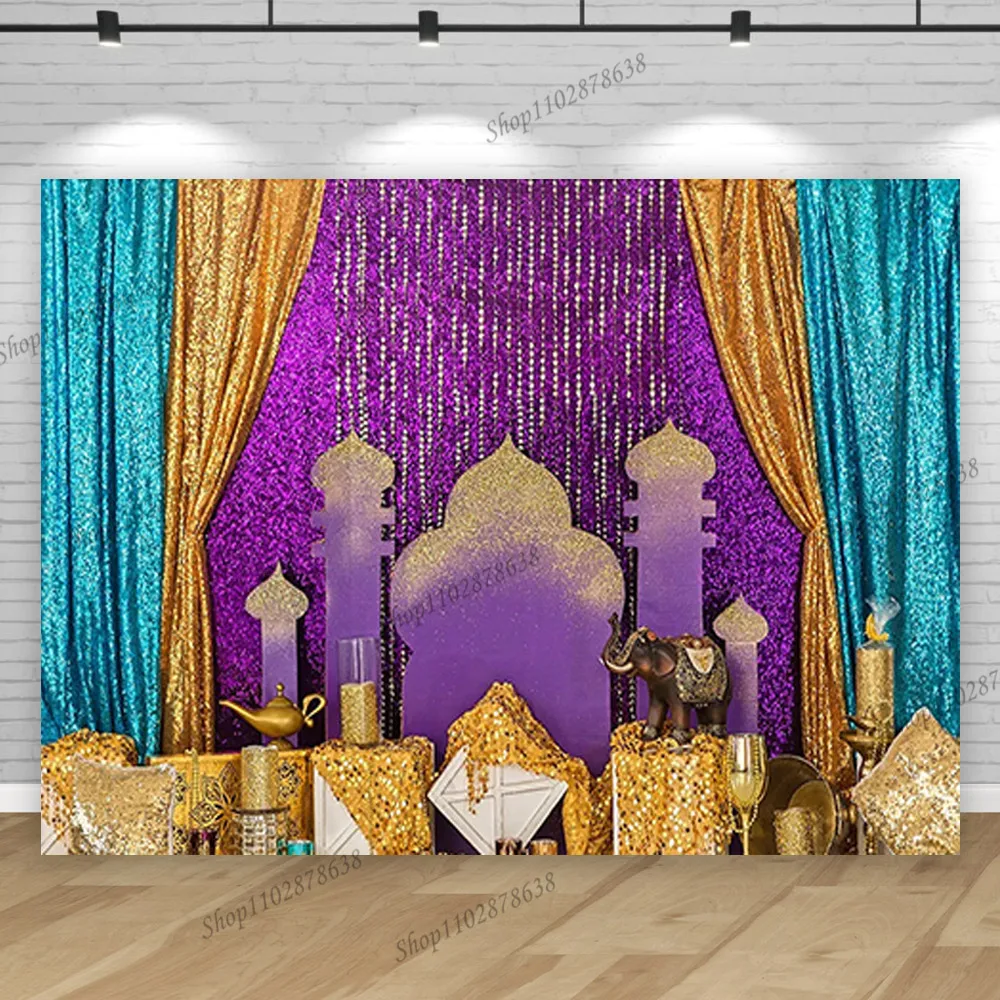 Aladdin Jasmine Backdrop Photography Princess Girl First Arabian Birthday Party Background Rajah Nights Gold Palace Castle Photo