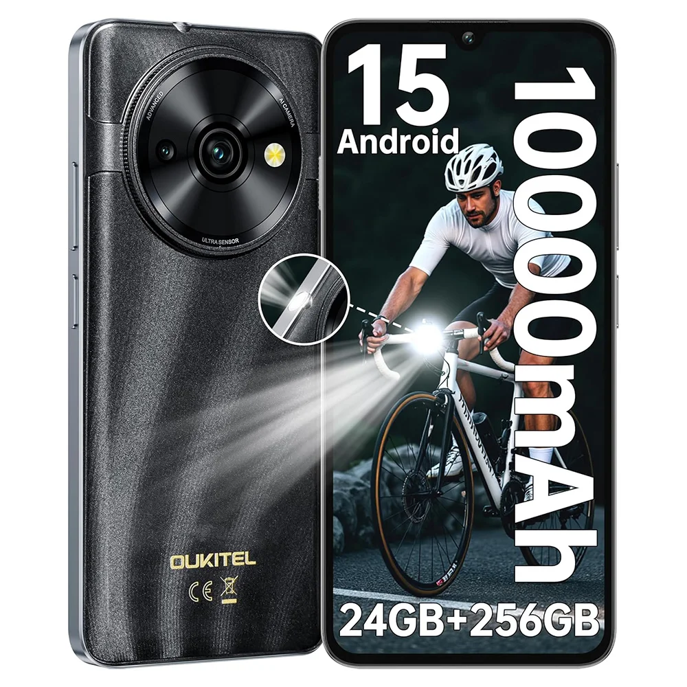 Smartphone débloqué OUKITEL C59Pro Android 14 - 24 Go + 256 Go/1 To, téléphone débloqué, processeur octa-core, écran HD+ de 6,88 pouces, appareil photo 13MP+5MP