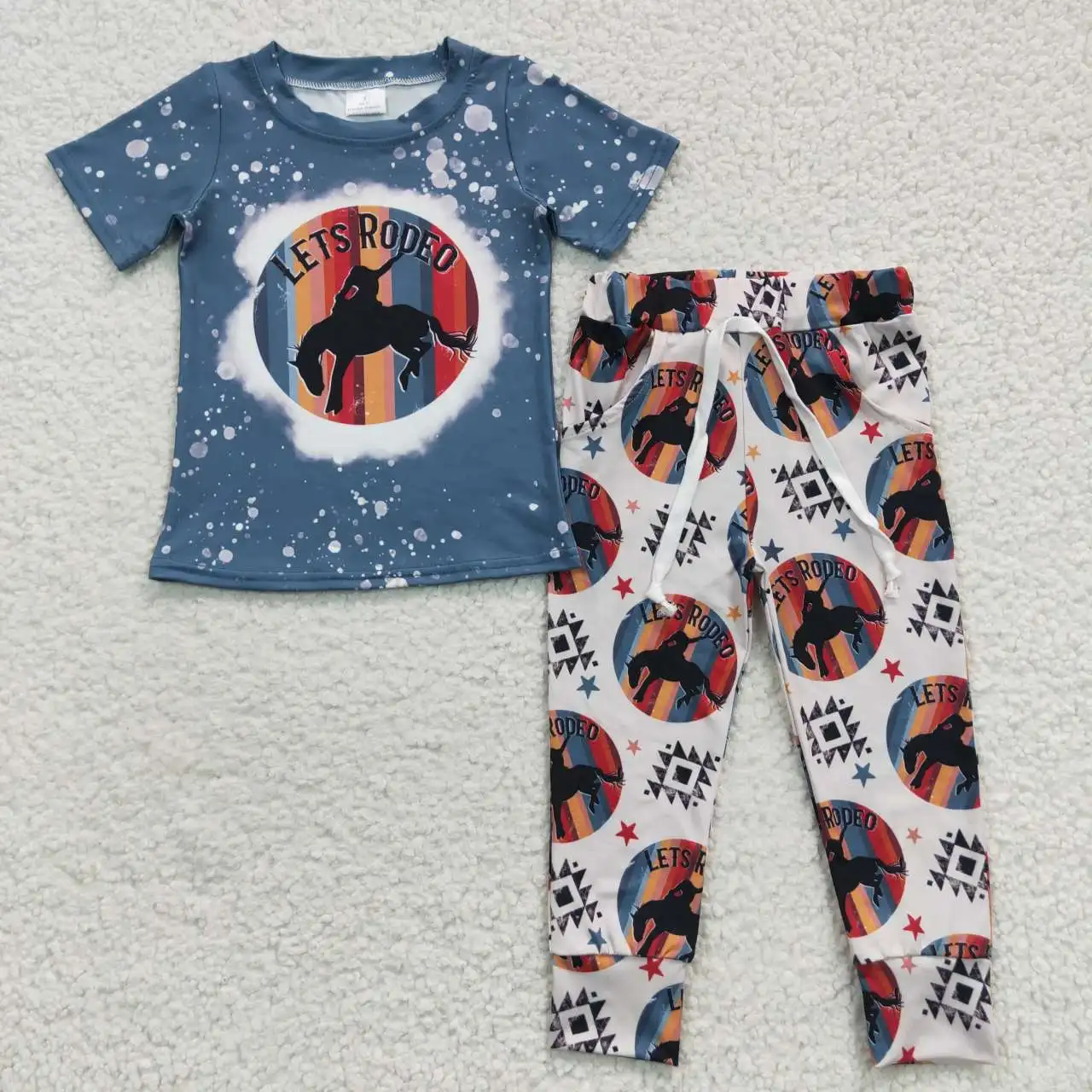 

BSPO0111 Kids Boutique Outfits Short Sleeve Top With Pants 2 Pieces Set Boys Clothes