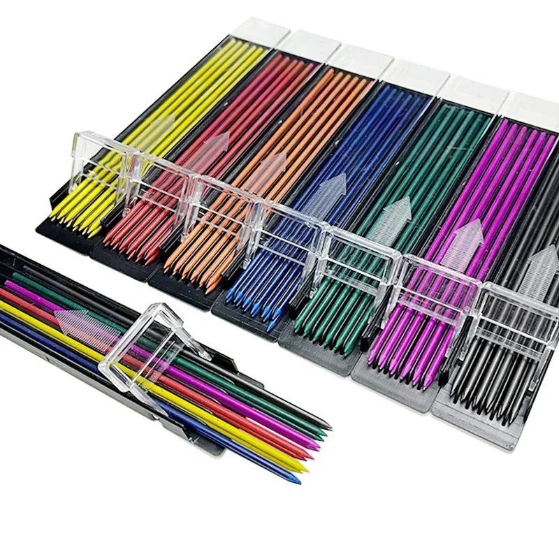 2.0mm cores lápis mecânico recarga 2b apagável colorido leva arte pintura ferramentas de desenho