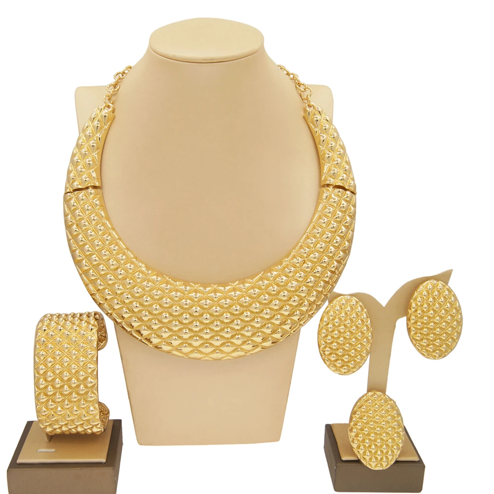 Women\'s Jewelry Set Classic Round Necklace Earrings Nigerian Wedding Party SYHOL Jewelry Gifts