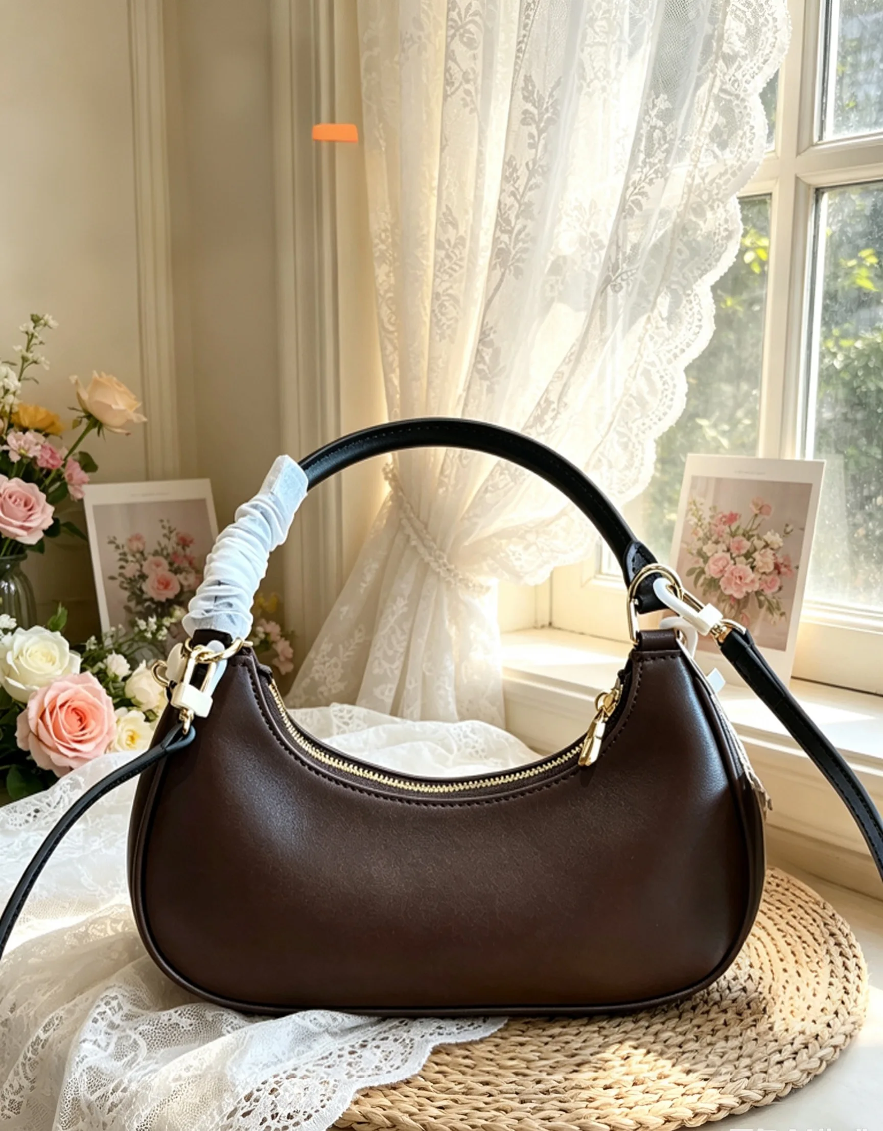 Lightweight PU Leather Cross Sling Shoulder Bag For Women 24-6-9cm