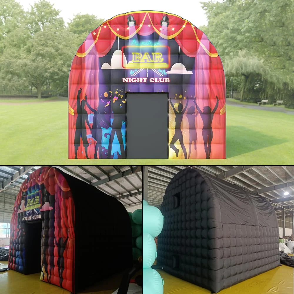 เกรดเชิงพาณิชย์สีดํา Disco House Inflatable Night Club Bar Square Gazebo ห้องกิจกรรม Inflatable Party เต็นท์สําหรับ Backyard Party