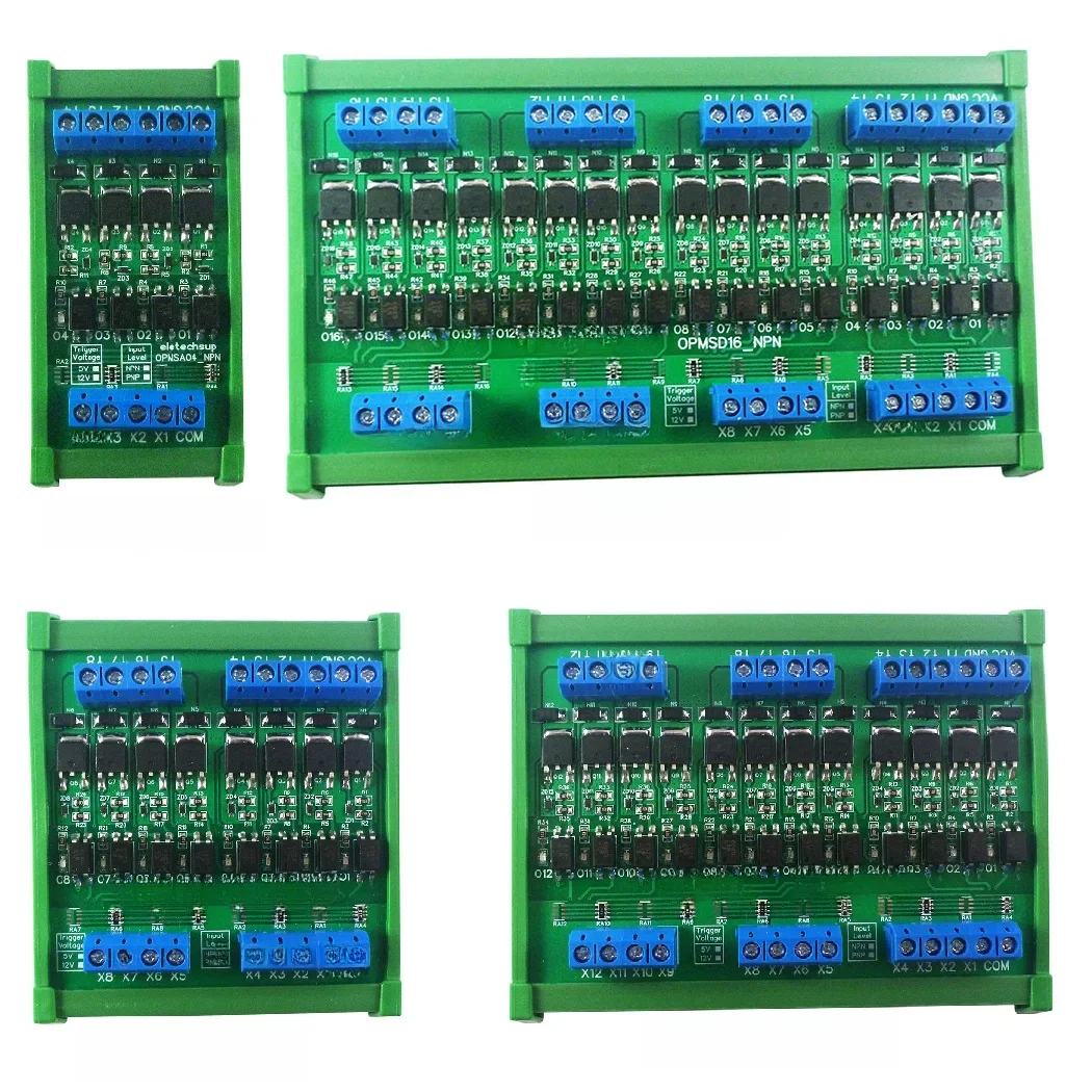 Płytka wzmacniacza sygnału PLC DC 3.3V 5V 12V 24V 4-16CH 5A z izolacją, moduł tranzystorów MOS NPN PNP IO, konwerter poziomów logicznych IO — zdjęcie 2