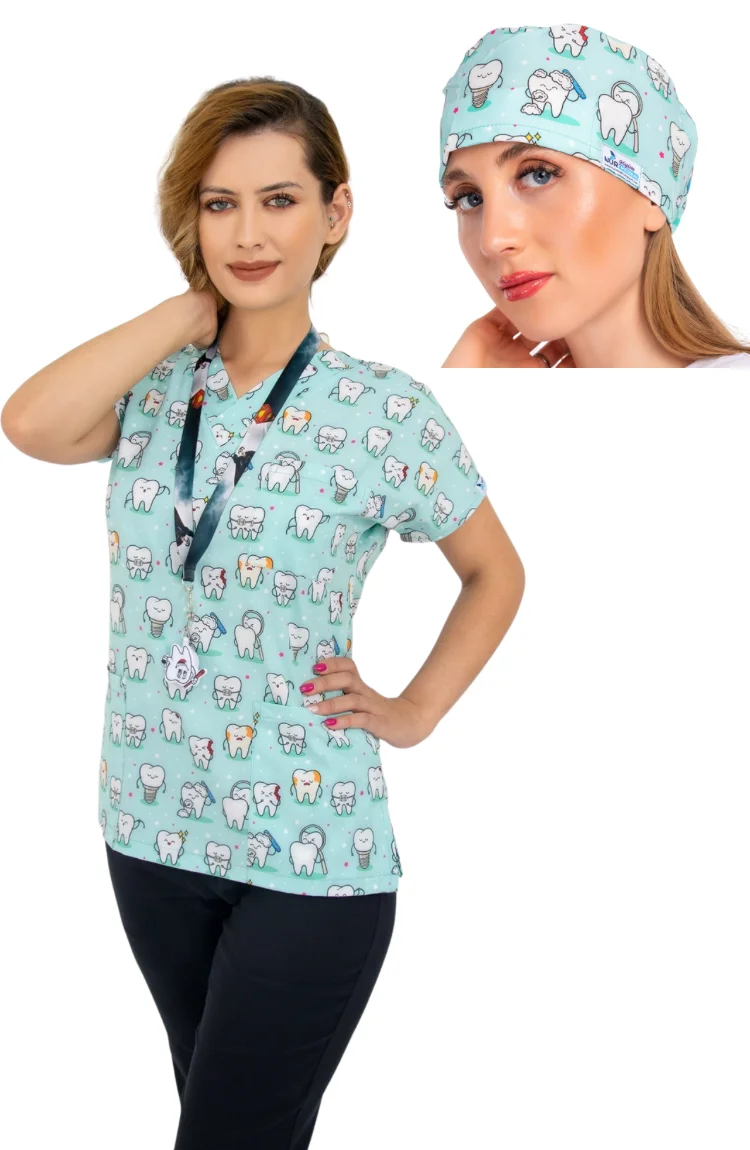 

Scrubs Top & Cap, Medical Scrubs Tops,Medical Caps,Medical Bone, Patterned Tops&Caps