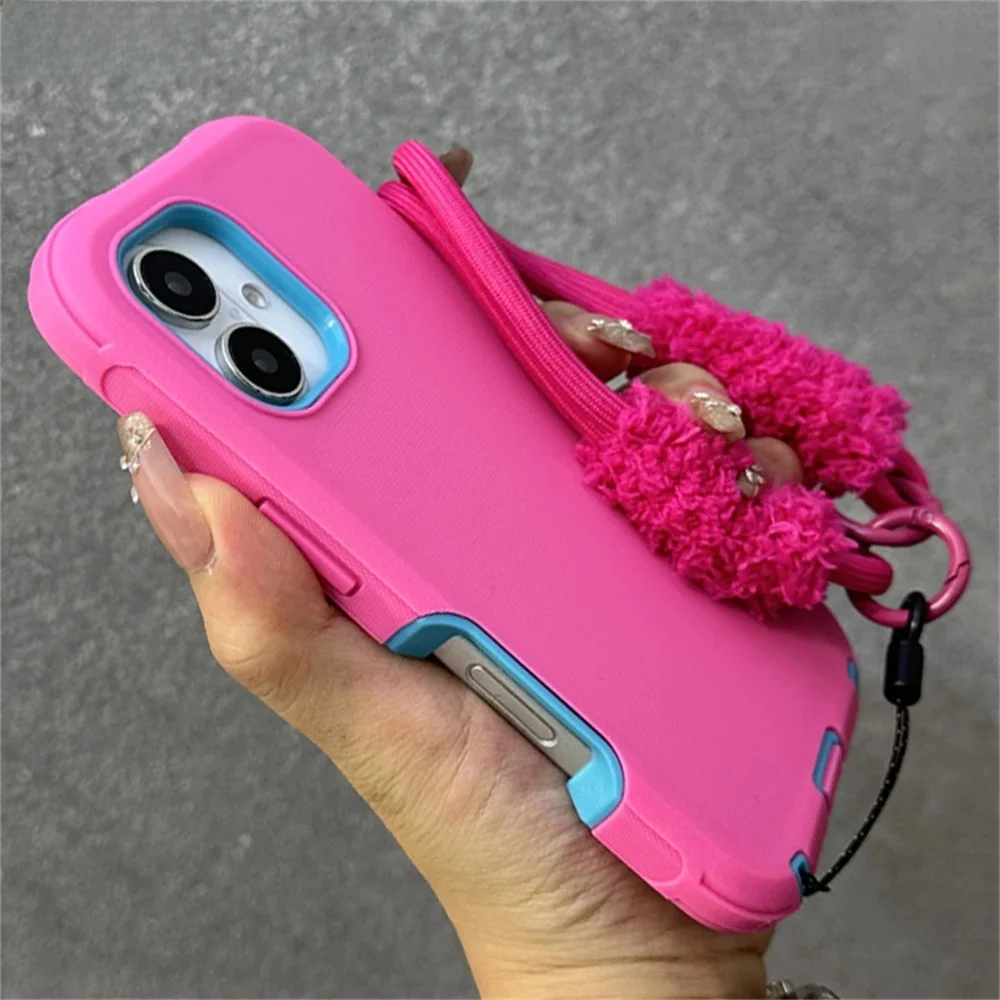 2 w 1 Pogrubiony Hybrydowy Pancerz z Paskiem na Nadgarstek do iPhone'a 16 Pro Max Plus 17Air Antypoślizgowy, Odporny na Wstrząsy Pokrowiec — zdjęcie produktu 7