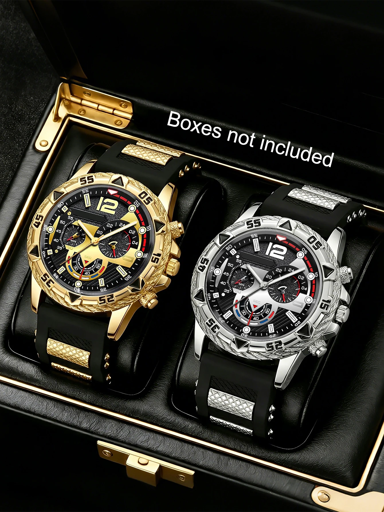2-Piece Set, Men's Casual Simple Quartz Watch Set, Silicone Strap, Round Dial, Stylish and Elegant, Suitable for Daily Wear, an Excellent Gift for Family and Friends.