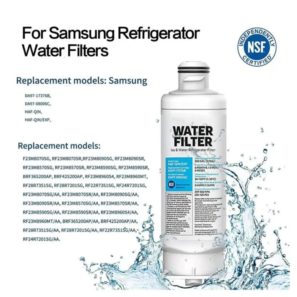 3 Pack Refrigerator Water Filter Set Fit For Samsung DA97-17376B HAF-QIN EXP Genuine Cartridge Compatible Replacement System