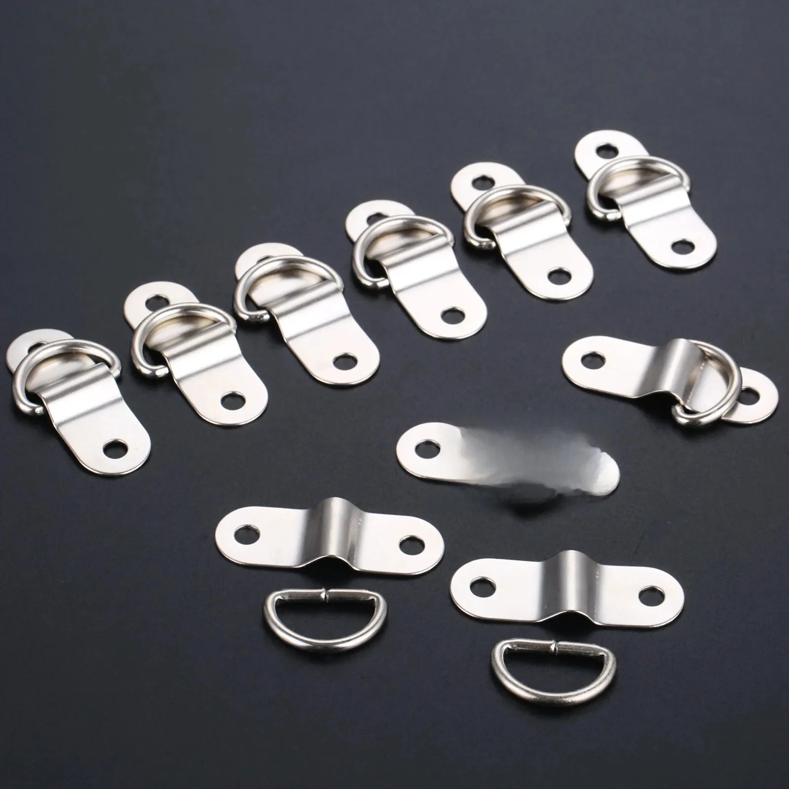 10Pcs Przyczepy do łodzi Pierścień D Trwały hak do mocowania liny Kotwica do obciążenia Metalowy płaski bezszwowy pierścień D Przycisk D Półokrągła klamra — zdjęcie 2