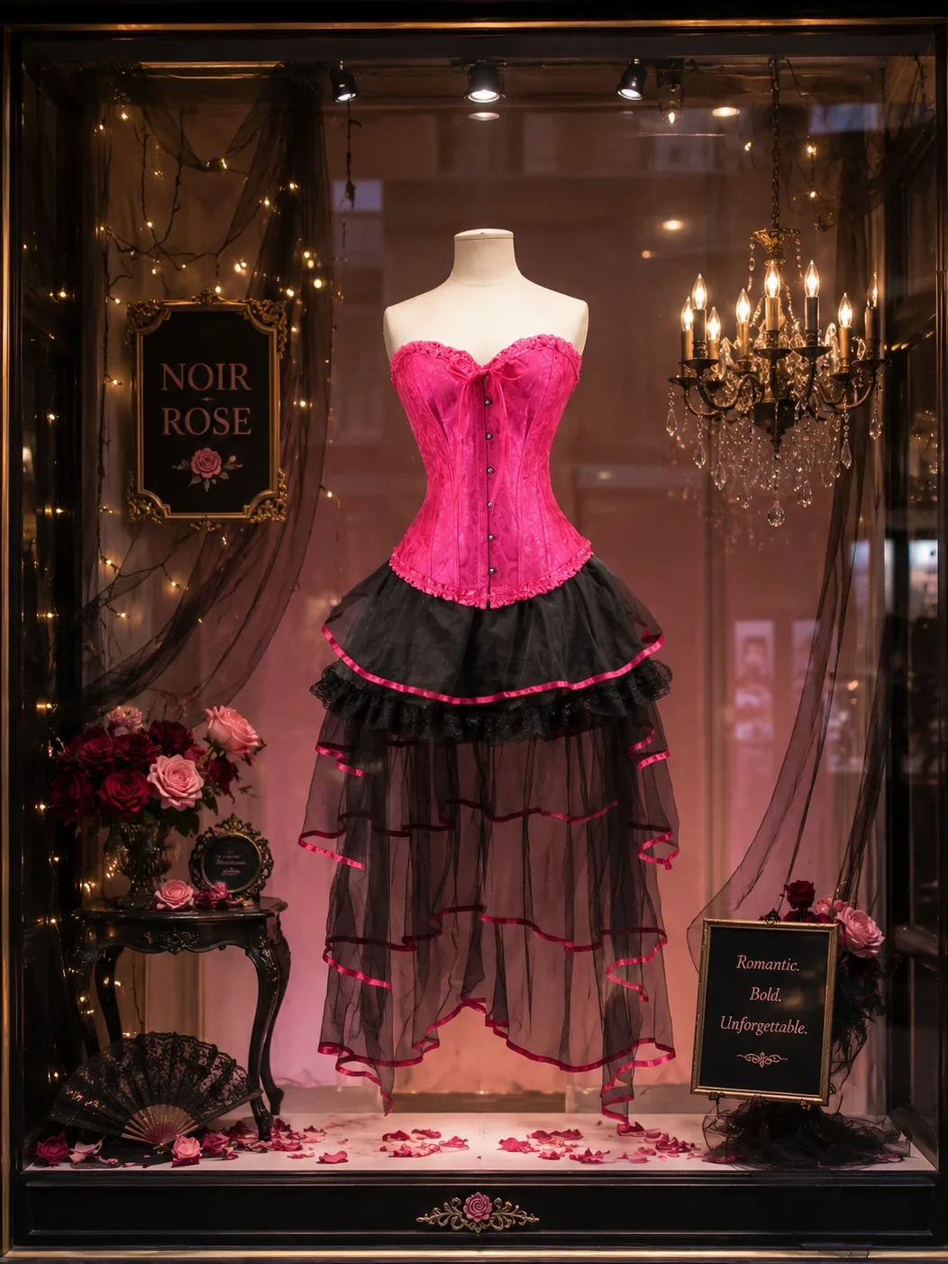Cloudy.Lee Hot Pink CORSETS And Front Short Back Long Skirt Halloween Party Set Vintage Fashion Ensemble