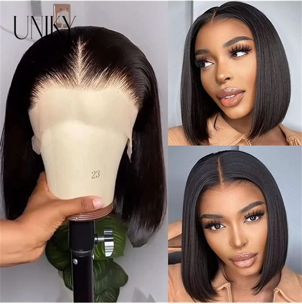 Sophia-Perruque Bob Lace Front Wig Naturelle Sans Colle, Cheveux Lisses, HD, 13x4, 10 12 14 Pouces, pour Femme Africaine