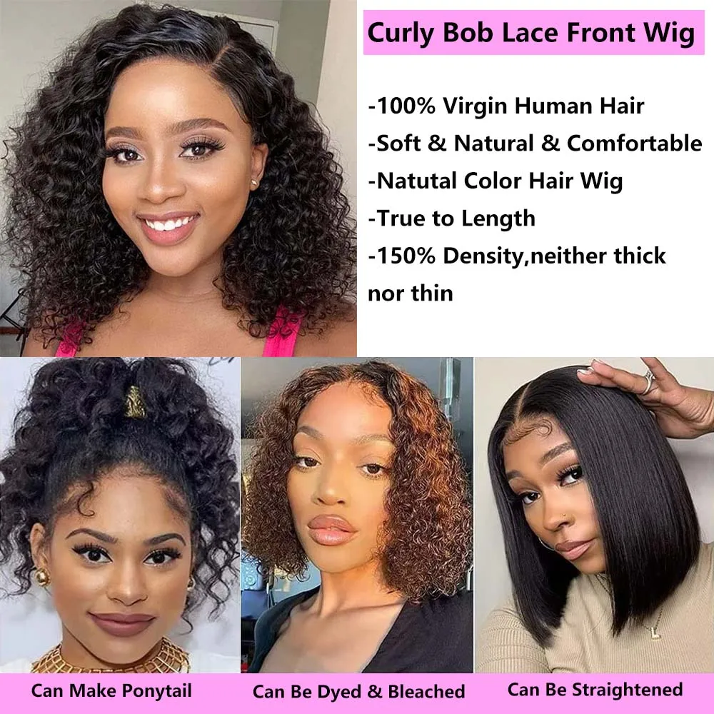 200% Density 13x4 Deep Wave Lace Front Human Hair Wigs Short Bob Wig Human Hair HD Lace Frontal Human Hair Wigs For Black Women