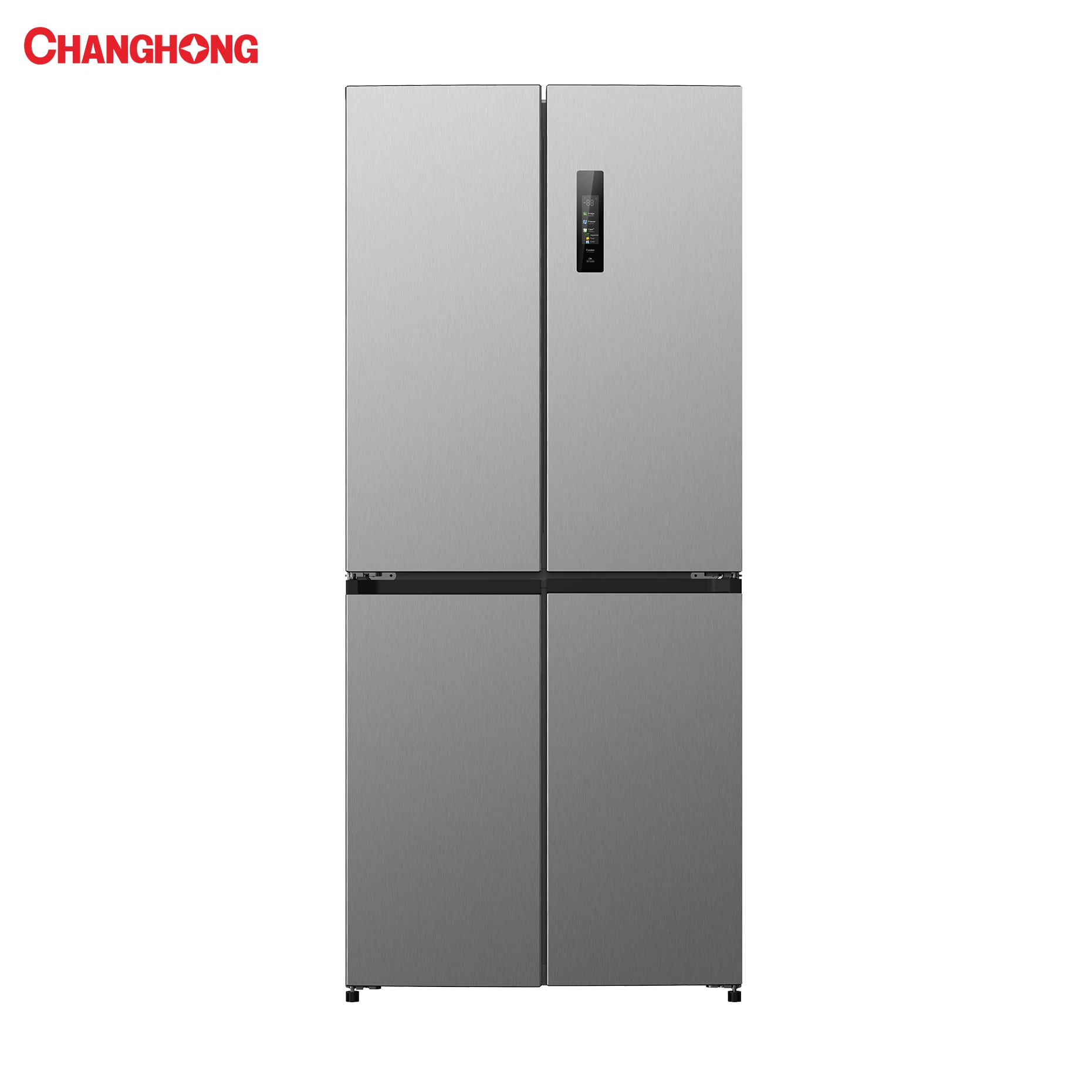 Changhong 4-türiger Doppelprofil-Inverter-Kühlschrank 415L Ord-415Bsv Metall Silber Geräuscharm