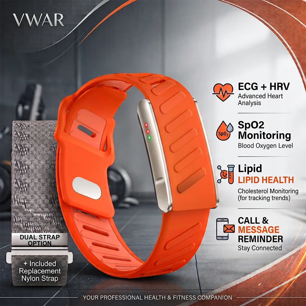 VWAR MG ECG+HRV Sport Fitness Tracker Blood Pressure Oxygen Uric Acid Blood Lipid Tracker Waterproof Smart Band For Men Women