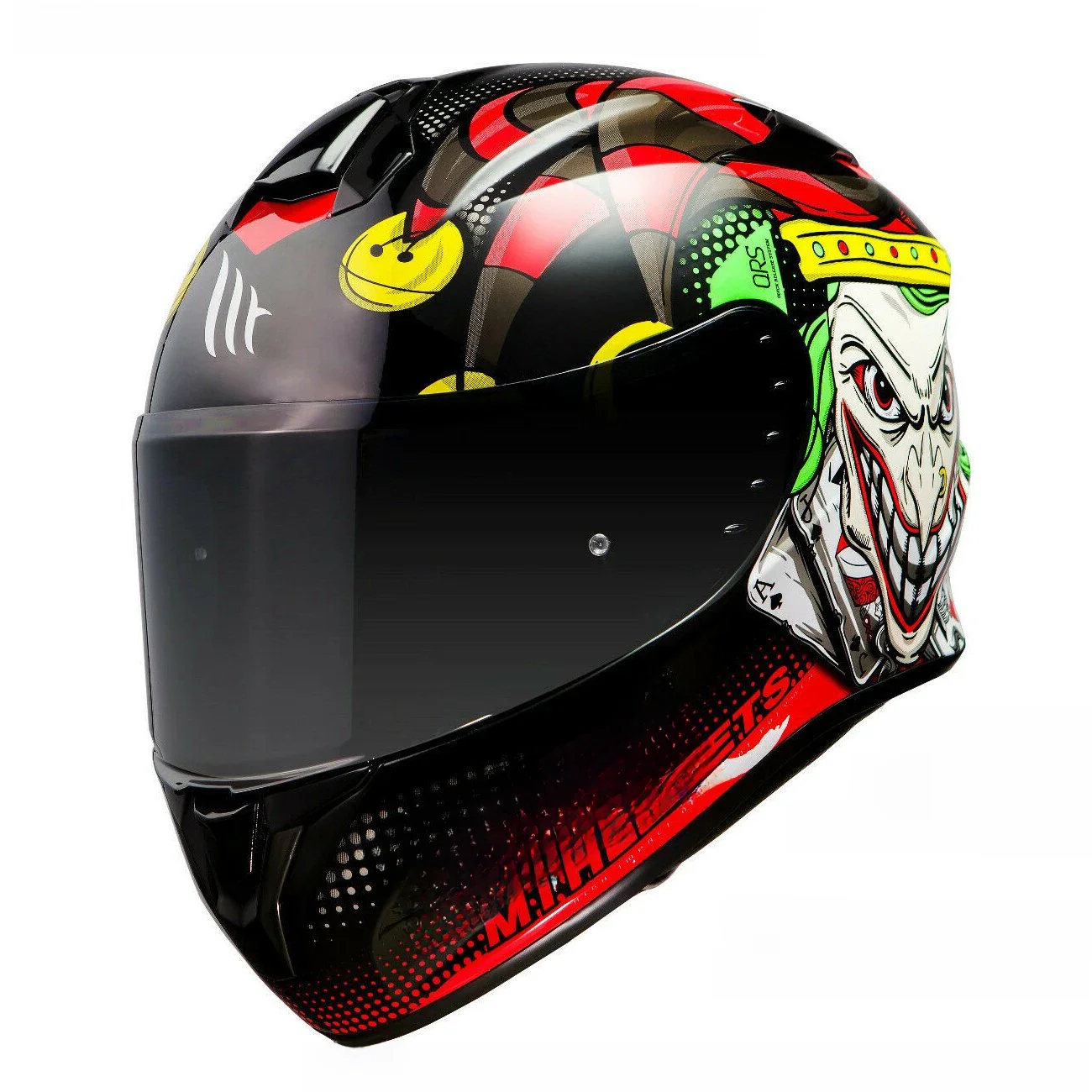 MT Targo Joker-capacete motocicleta integral. Tamanhos preto e branco XS a XL. Tela transparente.