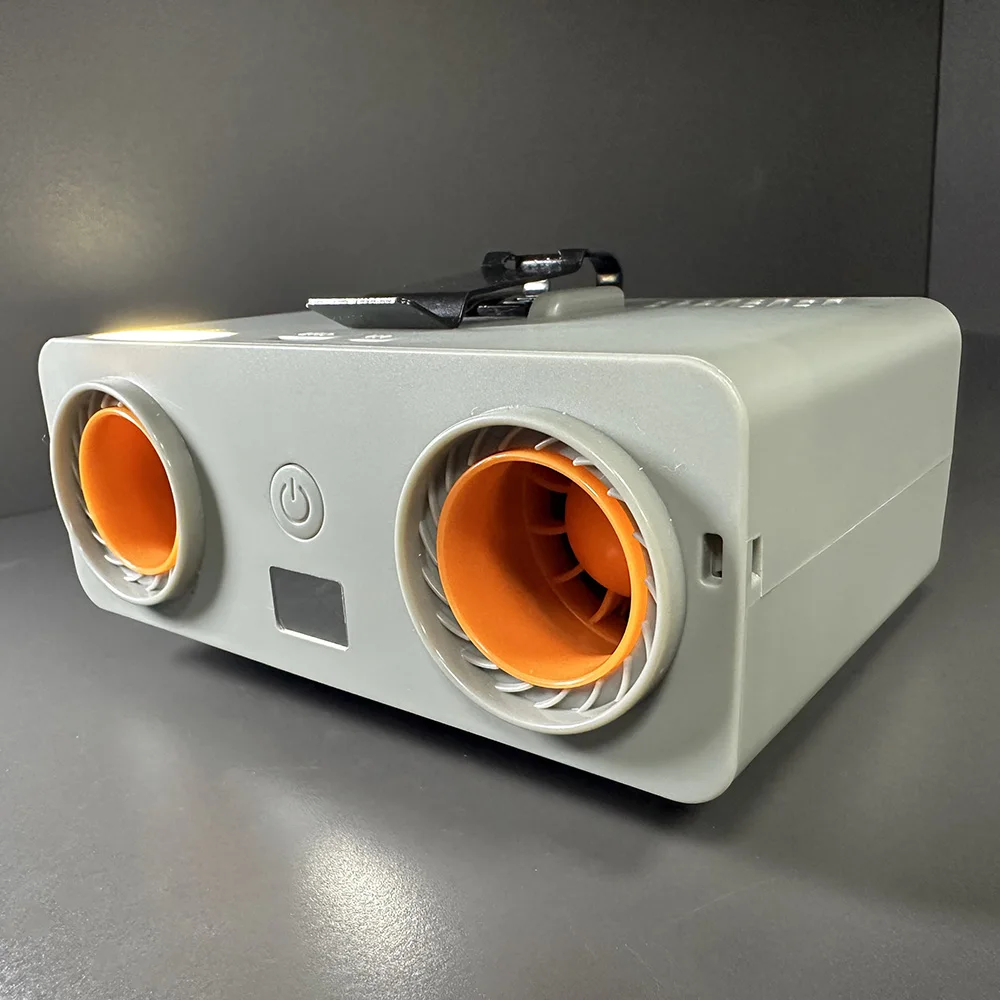 5 Speed 12000mAh Waist Fan, Multi-mode Flashlight Light Include SOS, 5V/2A Output & Input Charging for Phones Tablets Power Bank