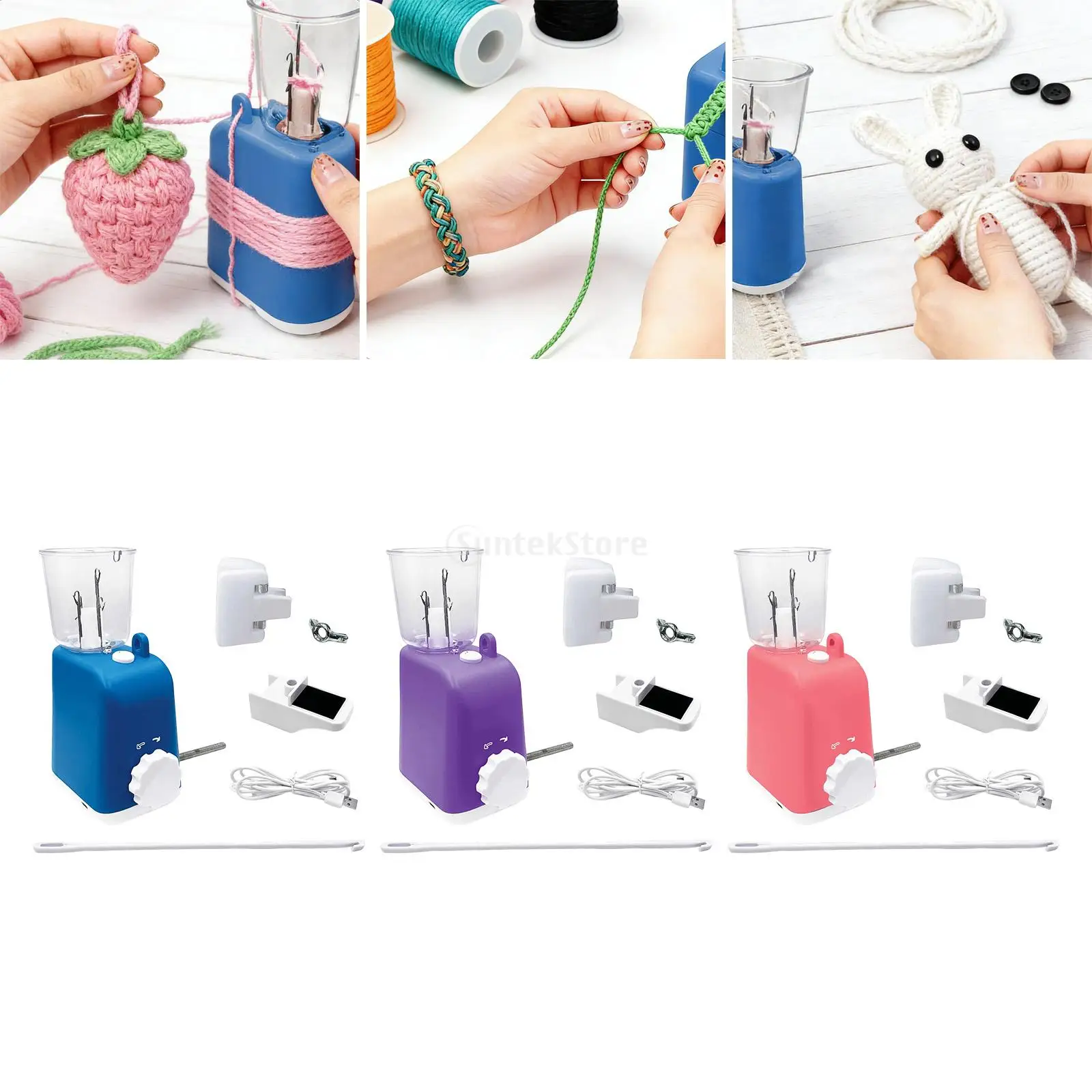 

Electric Knitting Crochet Machine Weaving Machine for Braiding Craft Project Automatic Knitting Loom Machine DIY Adults Kids