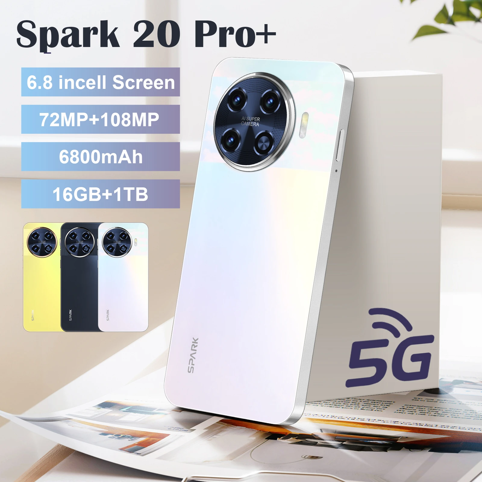 Mobile Phones Spark 20 Pro Global Version smartphone android Original 5G 7.3inch cellphones Cell Phone NFC 7800mAh Dual SIM Card