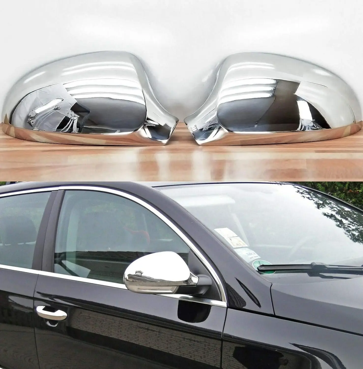 Mirror covers for VW PASSAT B6 | 3C | 2005-2010 Stainless Steel Exterior Mirror Caps, Chrome Rearview Cases, Side trims, Left and Right, 2 Pieces, Easy Installation