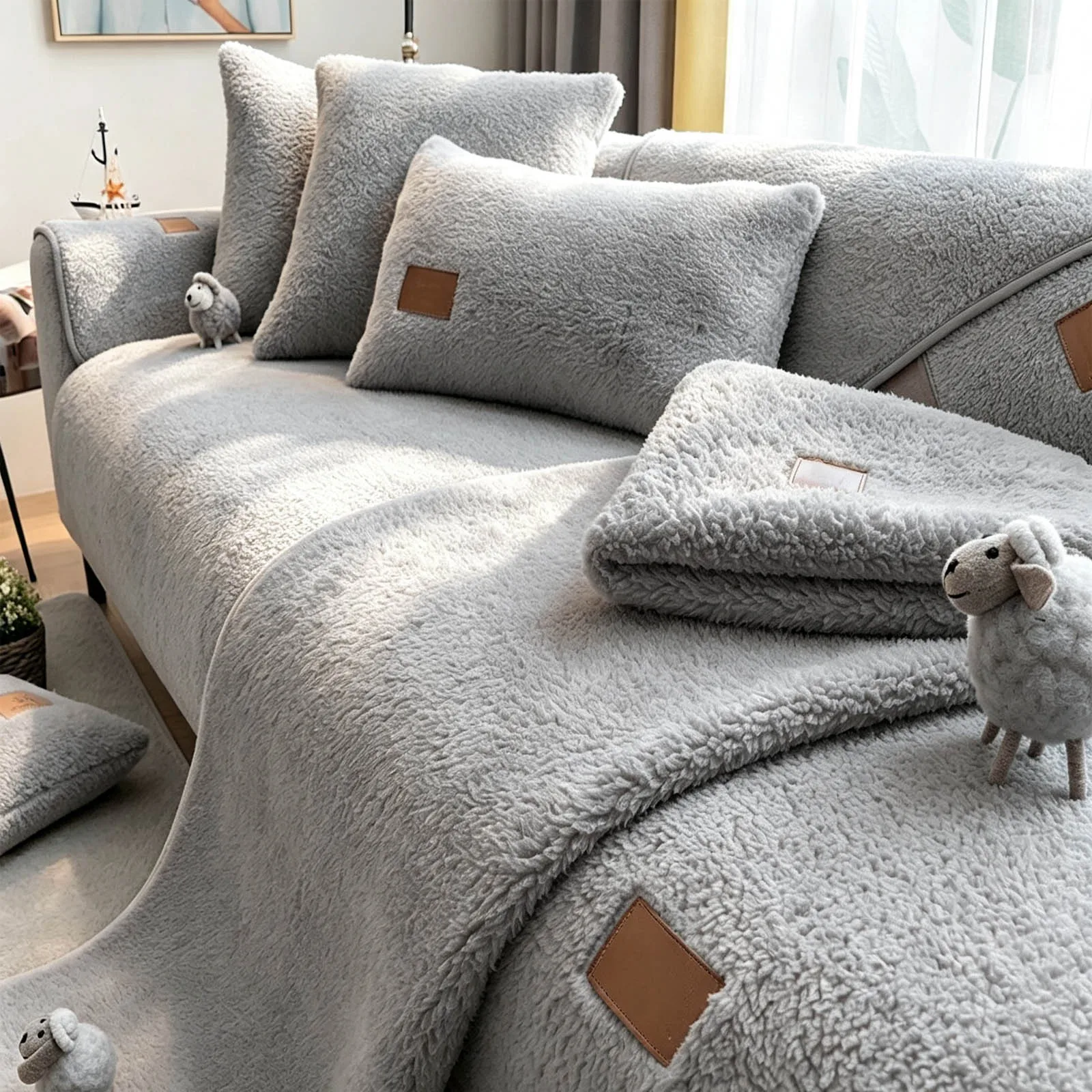Fluwelen Sofahoes, 1, 2, 3, 4-zits, Zachte Sofahoes, L-vormig, Antislip Sofadeken, Knuffelige Sofahoes, Hoeksofa, Sofa Beschermer voor Honden