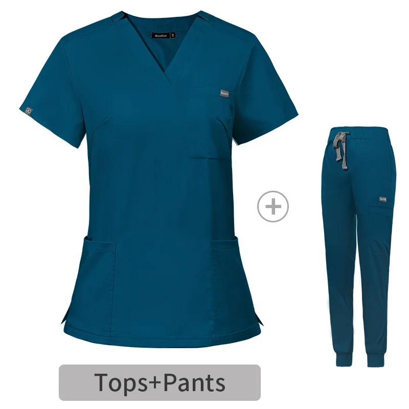 Medical Uniforms for Summer Nurse Women Fashion Uniforms Cool Fabric Short Sleeve Medical Scrubs Clothes Nursing Elastic Pants