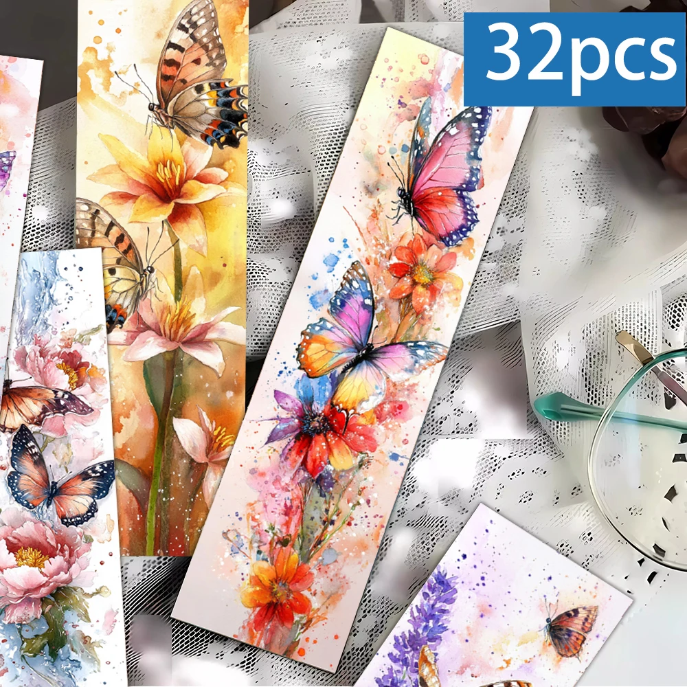 32pcs, Watercolor Bookmarks, Back-to-School Season, Christmas, Halloween, Suitable for Teachers, Readers, and Birthday Gifts.