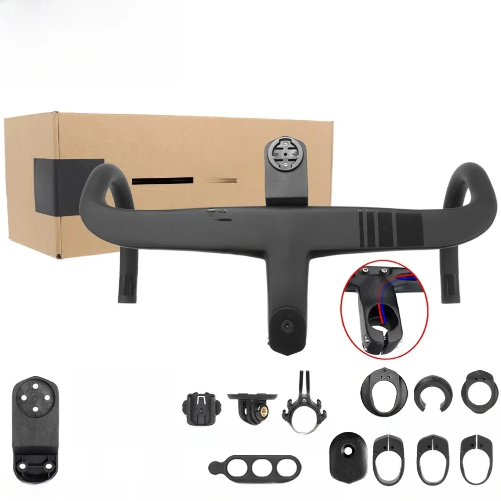 AliExpress ULLICYC DEDA ALANERA RS New Paint T1000 Carbon Road Handlebar Integrated Carbon Handlebar Internal cable 28.6mm Steer With Spacers