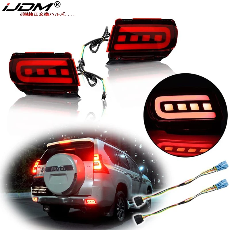 

IJDM отражатели для бампера, фары для 10-19 Toyota Land Cruiser Prado 150 LC150 FJ150 GRJ150, задние тормозные и задние противотуманные фары, указатели поворота