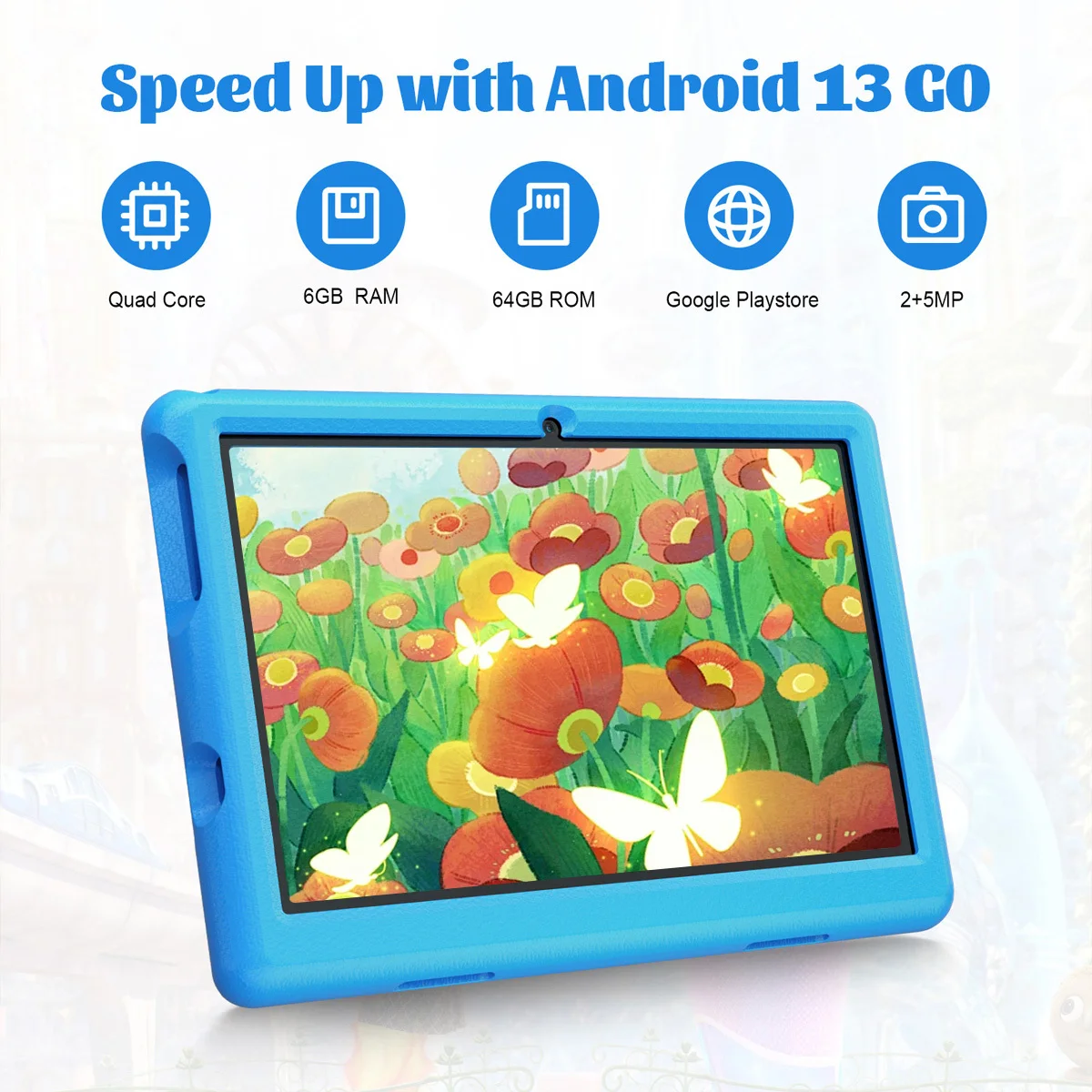 BESTSKI Tablet per bambini da 10 pollici con 6 GB di RAM+64 GB di ROM+128 GB di espansione SD, 5000 mAh, doppia fotocamera, con controllo dei genitori ed educazione dei bambini