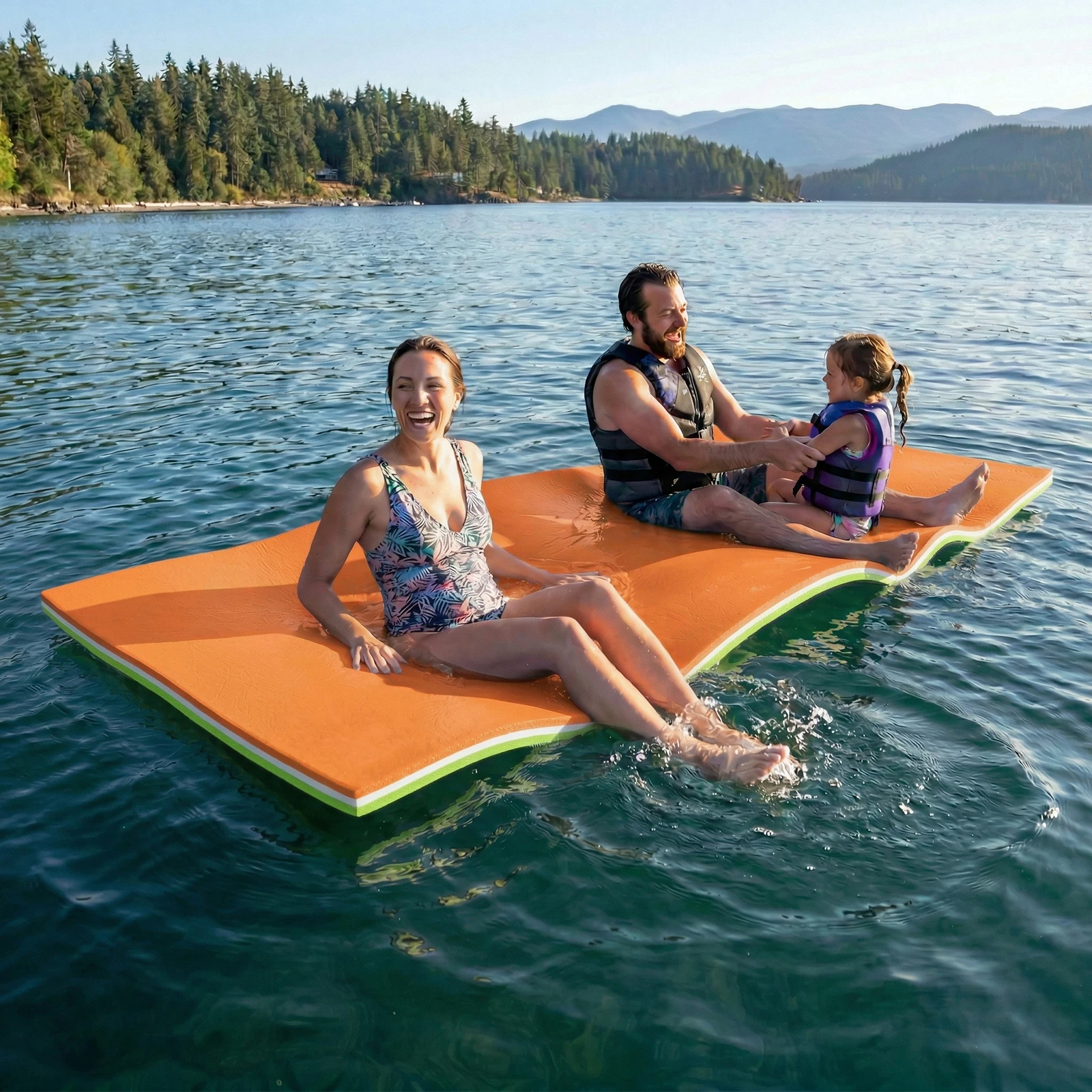 

9'x6' Water Floating Mat for Pool Lake Beach – 3 Layer XPE Foam Pad, 800LBS Capacity, Anti-Slip, Portable with Safety Ropes