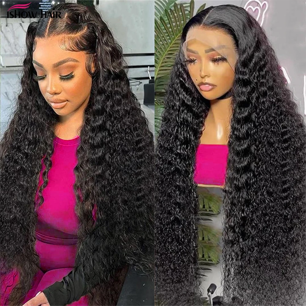 Ishow موجة عميقة الدانتيل شعر مستعار أمامي 13X4 13x6 الدانتيل الباروكة الأمامية قبل قطعها HD شعر بشري شفاف الباروكات 30 بوصة شعر مستعار طويل للنساء