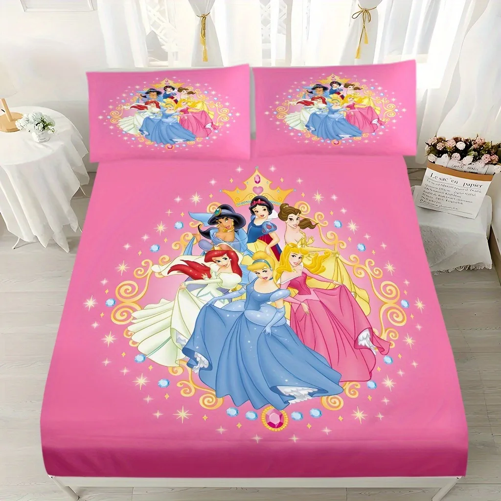 

Princess Series Snow White, Printed 2/3pcs Fitted Sheet Bedding Set With Pillowcase Suitable For Children And Adults Comforte