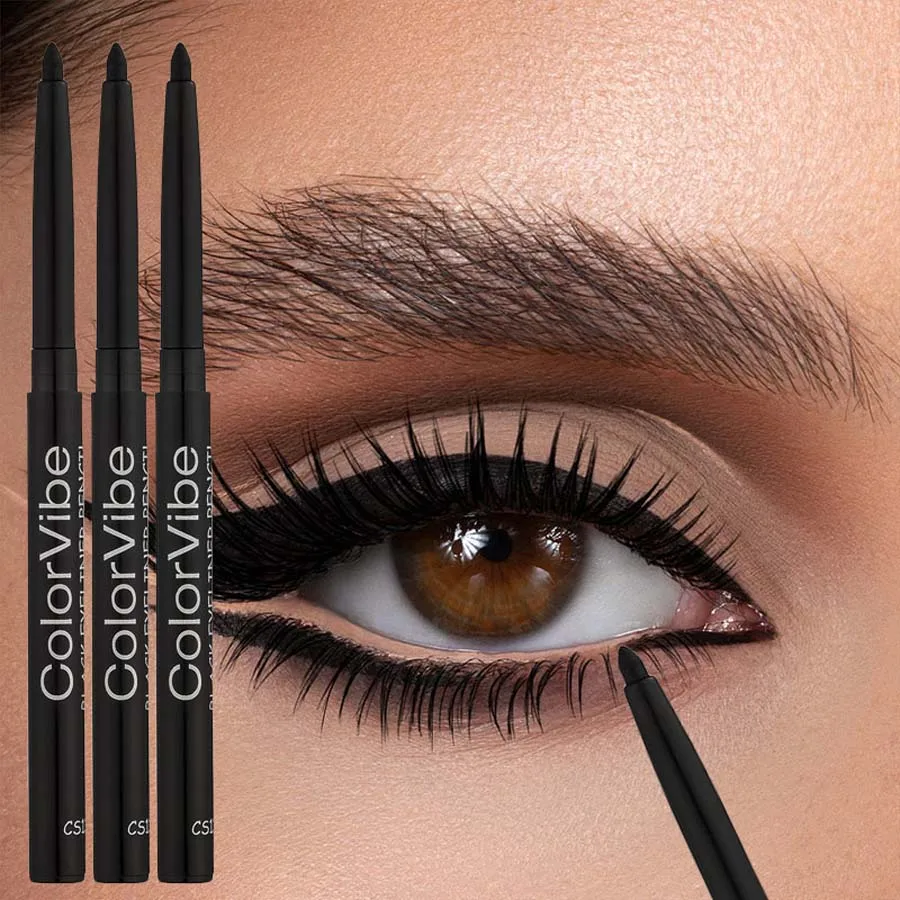 3 Stück langlebiger, wasserfester schwarzer Eyeliner-Stift – wischfest, schweißbeständig, für kräftiges Augen-Make-up, ideales Geschenk