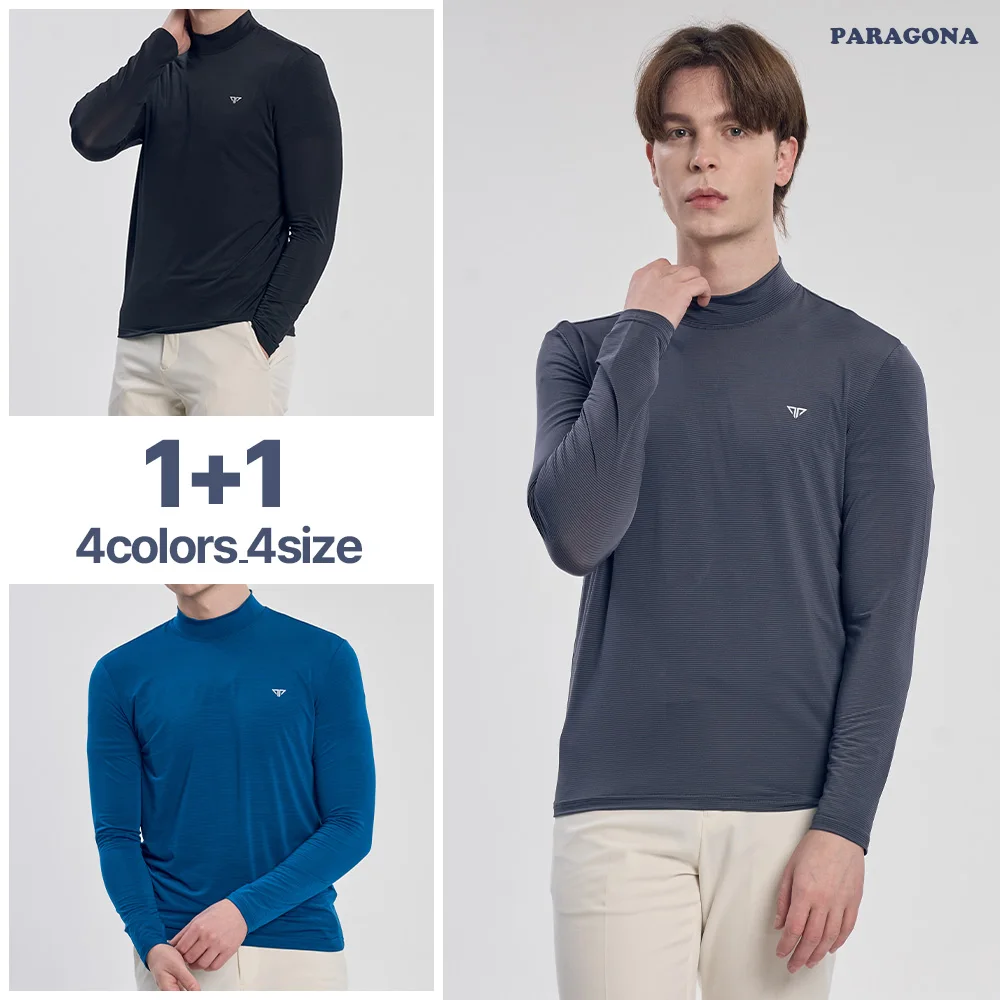 Camiseta de Manga Larga 1+1 Paragona para Hombre, Protección UV, para Golf y Actividades al Aire Libre, con Función Interior