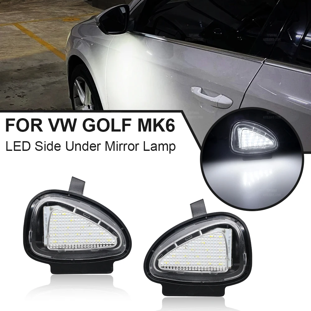 

LED Under Side Mirror Puddle Light For VW Golf 5 MK5 6 MK6 GTI Touran Passat B6 CC Sharan MK2 Jetta 7N 2pcs Error Free White